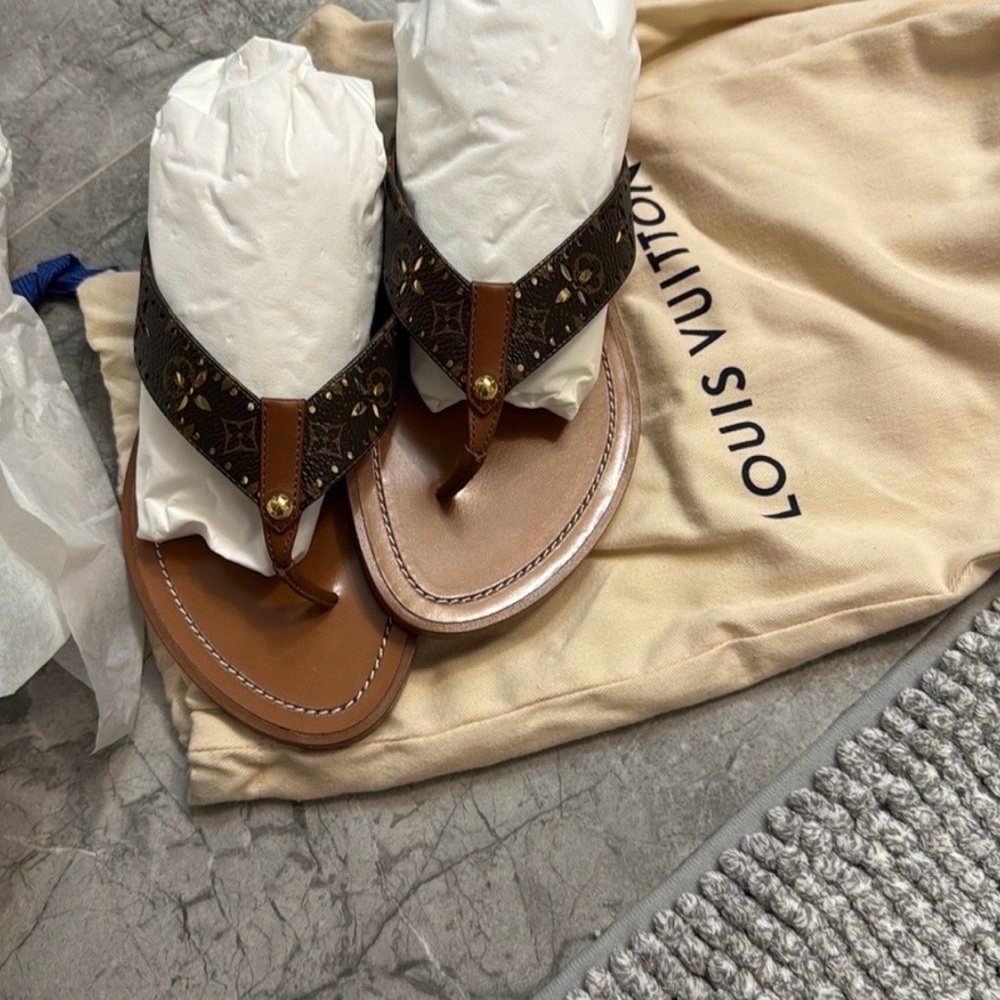 Louis Vuitton Monogram Brown Flip-Flops for women